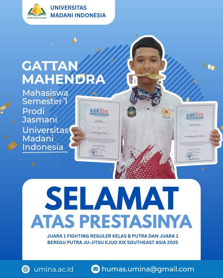 Mahasiswa Universitas Madani Indonesia Raih Juara 1 Ju-Jitsu KJUO XIX Southeast Asia 2025